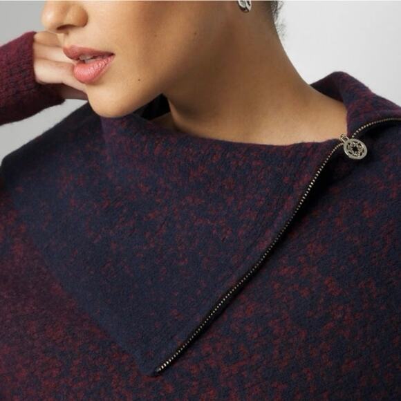 White House Black Market Ombré Draped Neck Poncho Sweater Wind Wine Sz M/L Wool - Picture 4 of 7